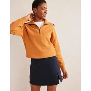 BODEN 8 Side Split Jersey Mini Skirt Cotton Blend‎ Navy Blue Athletic Casual